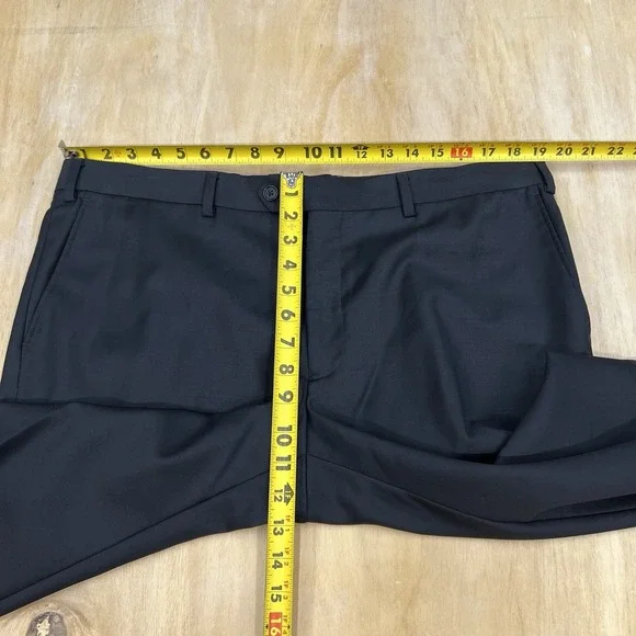 Hawes & Curtis Suit Mens 44S Short Slim Fit Wool Cuffed Pants 38x26 Black